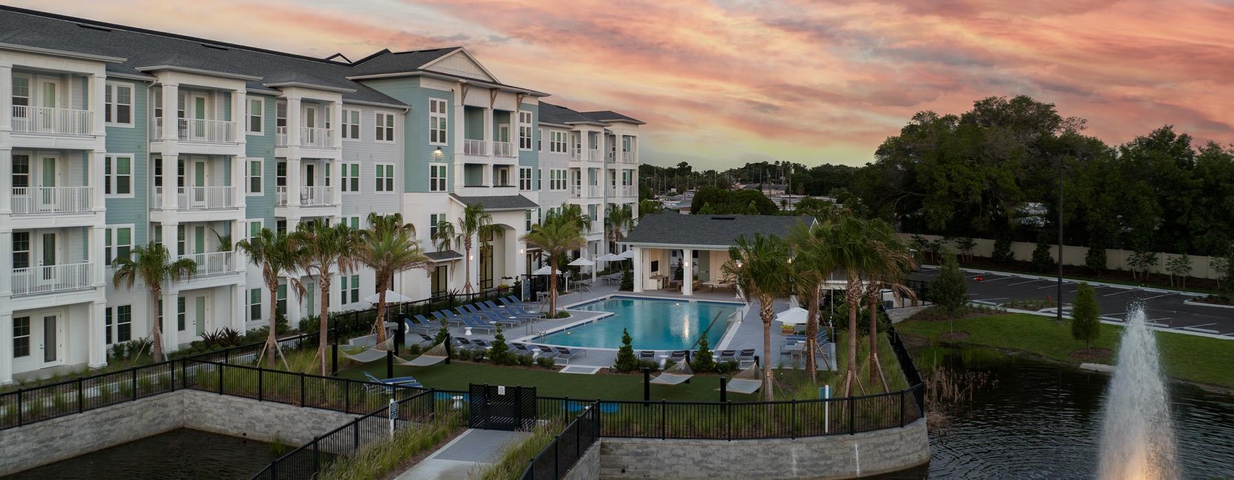 a pool in a resort