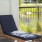 a lounge chair outside a building